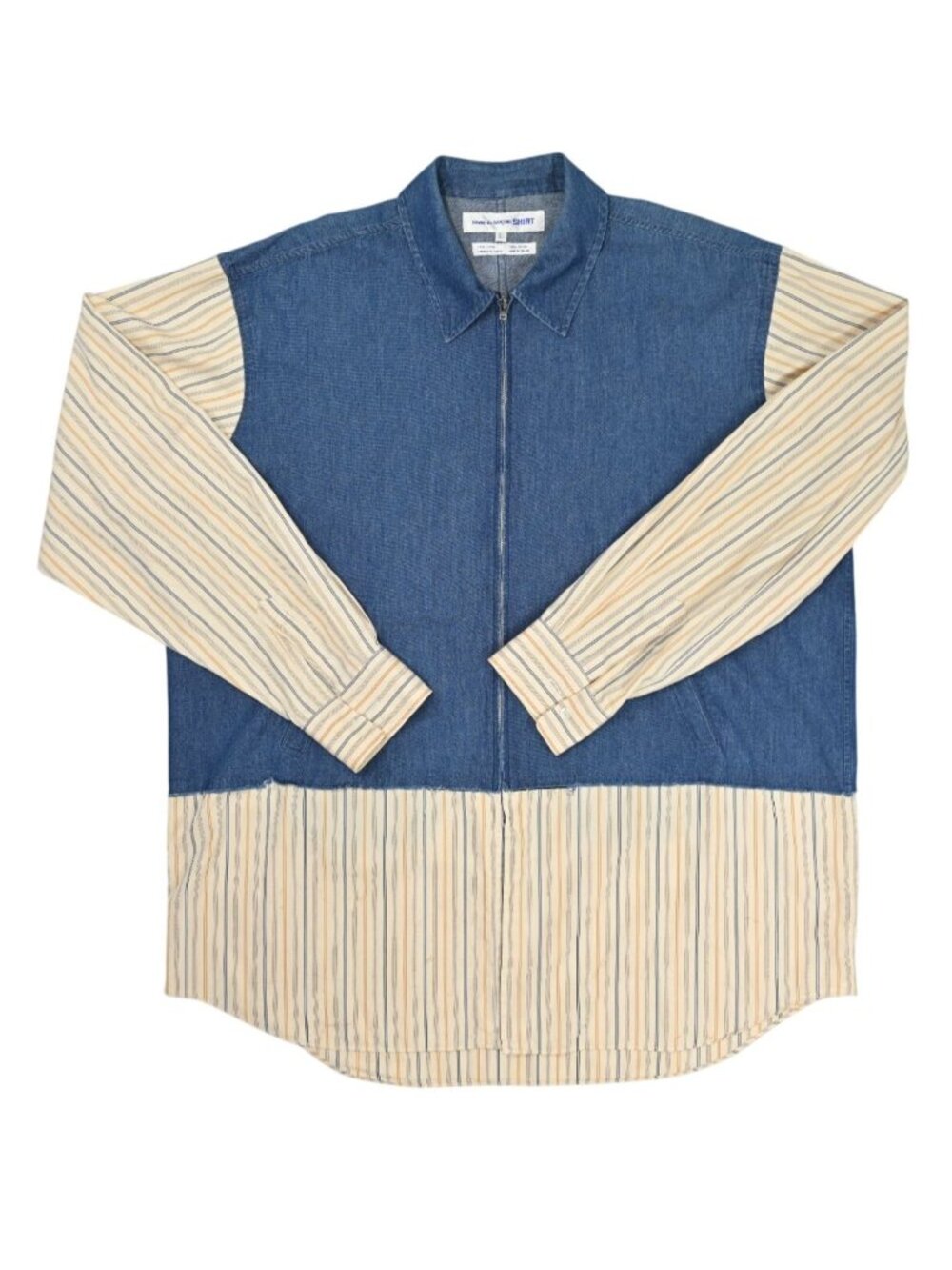 Comme des Garcons Layered Zip Front Shirt in Blue